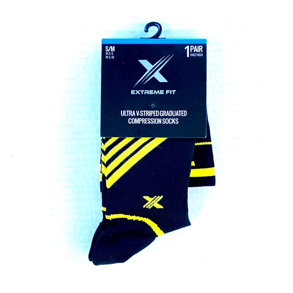 Black and Yellow Compression Socks Extreme Fit S/M